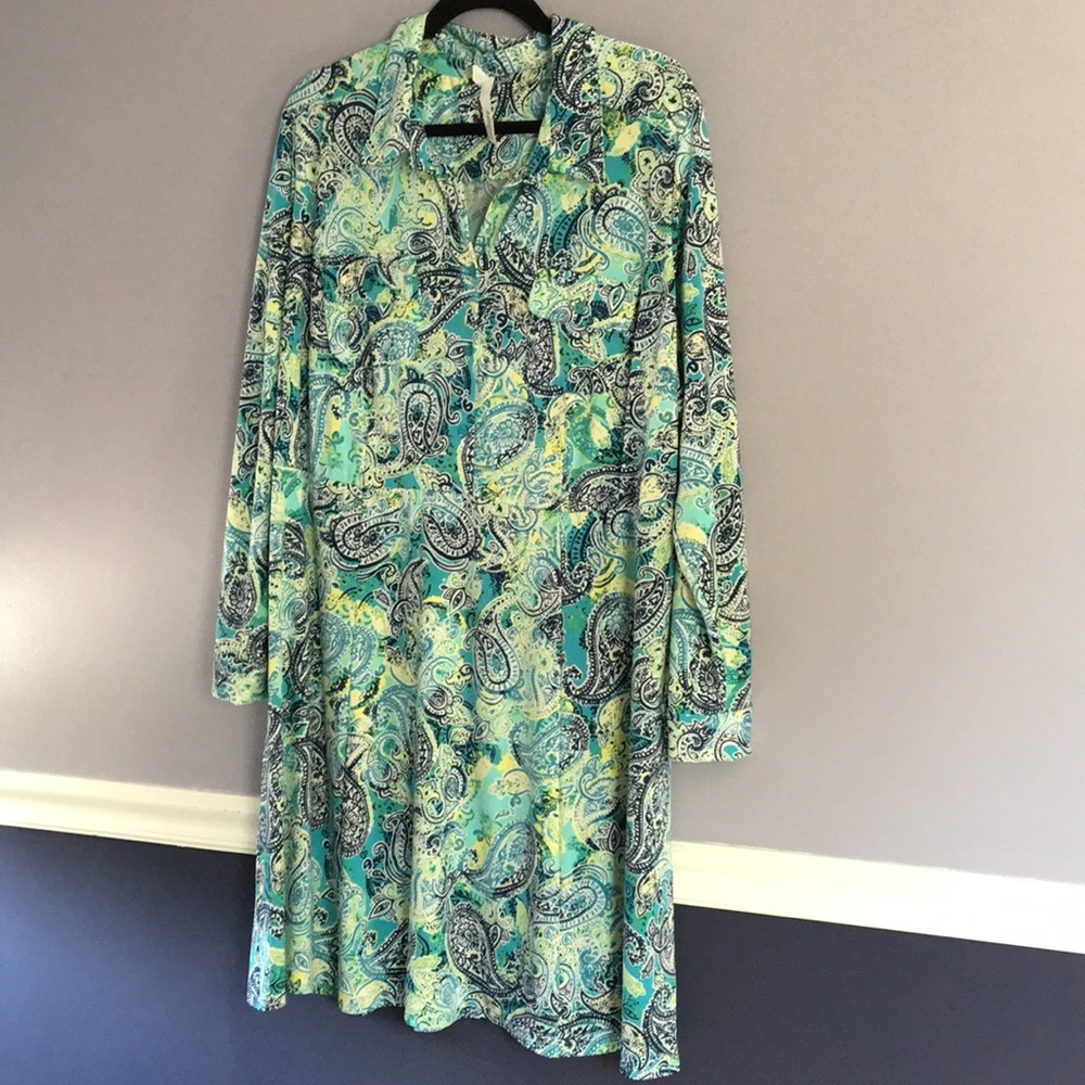 NY collection 3x paisley Floral shirt dress